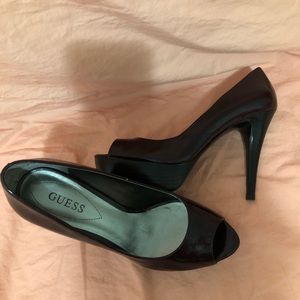Guess Dark Plum Peep Toe Heels